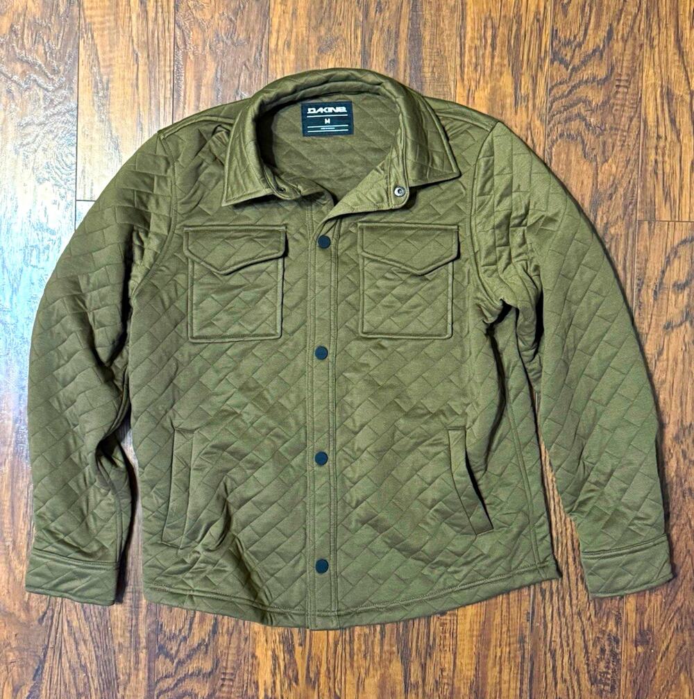 DAKINE Olive Diamond Quilted Button-Up Jacket Collared Polyester Men's M